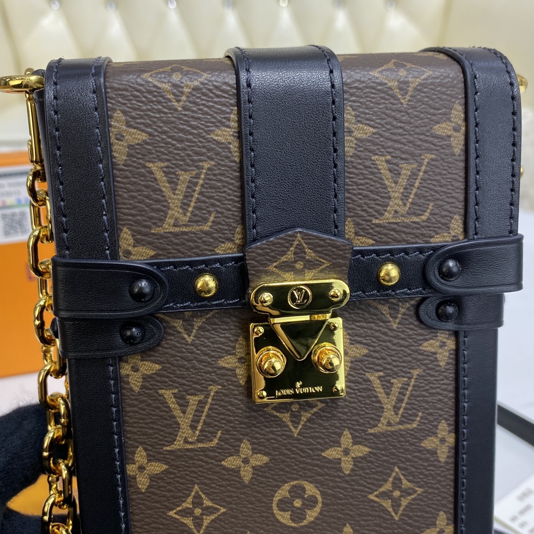 Louis Vuitton VERTICAL TRUNK POCHETTE Mini Bag Monogram M63913 Black 